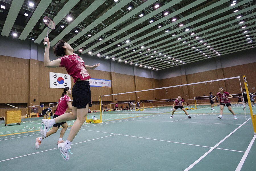 ▲ 2023 BWF 세계배드민턴선수권대회를 앞두고 충북 진천선수촌에서 훈련 중인 여자 복식 선수들 ⓒ연합뉴스