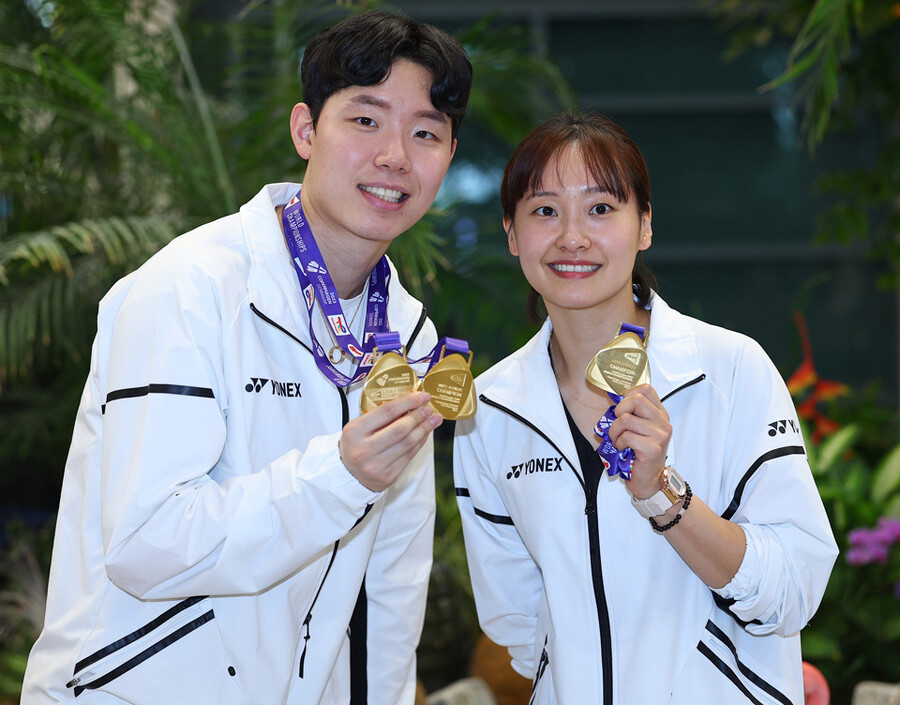 ▲ 2023 BWF 세계개인배드민턴선수권대회 혼합 복식에서 우승한 서승재(왼쪽)와 채유정 ⓒ연합뉴스