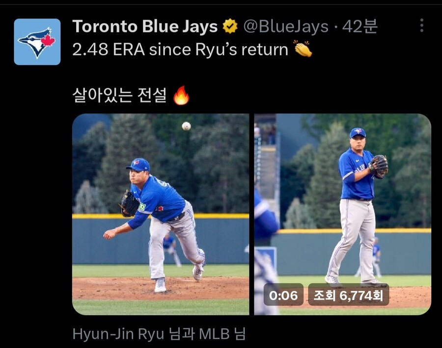 ▲ 토론토 구단 SNS 게시물. ⓒ토론토 공식 SNS 캡처