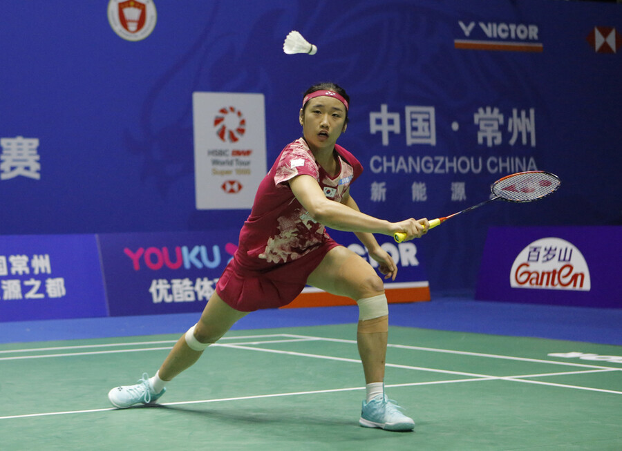 ▲ 안세영이 2023 BWF 중국오픈 여자 단식 경기에서 경기를 펼치고 있다. ⓒ연합뉴스/신화