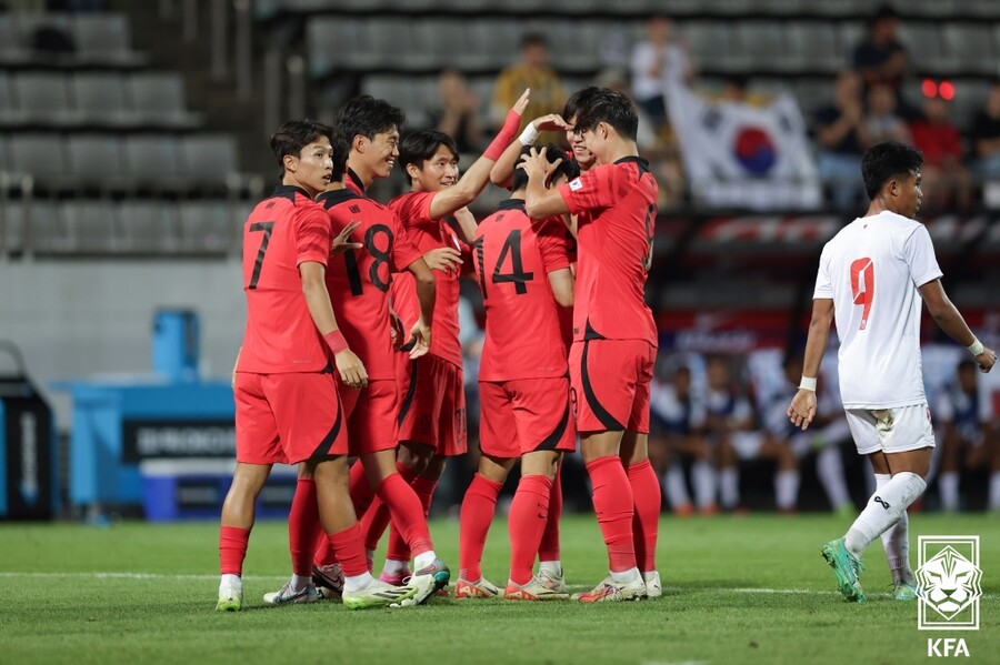 ▲ 한국-미얀마 백상훈 선제골. ⓒ대한축구협회