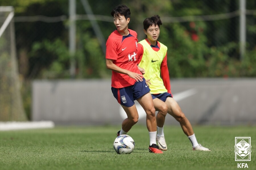 ▲ 18일 파주NFC에서 여자축구 대표팀이 항저우 아시안게임 출국을 앞두고 최종 훈련을 진행했다 ⓒ 대한축구협회
