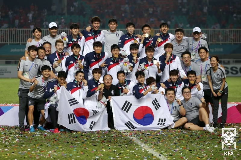▲ 김학범호는 2018 자카르타 팔렘방 아시안게임에서 금메달을 목에 걸었다. ⓒ대한축구협회