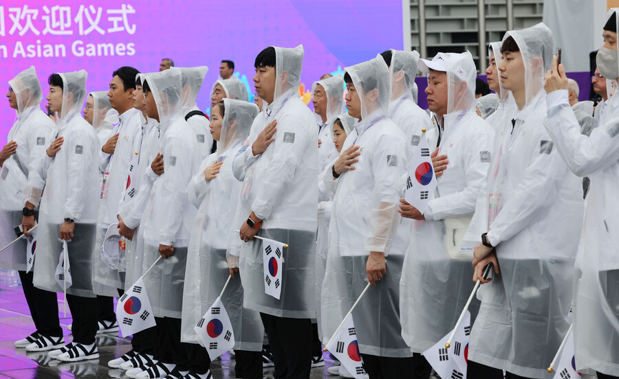 ▲ 선수단이 입촌식에서 각오를 다졌다. ⓒ연합뉴스