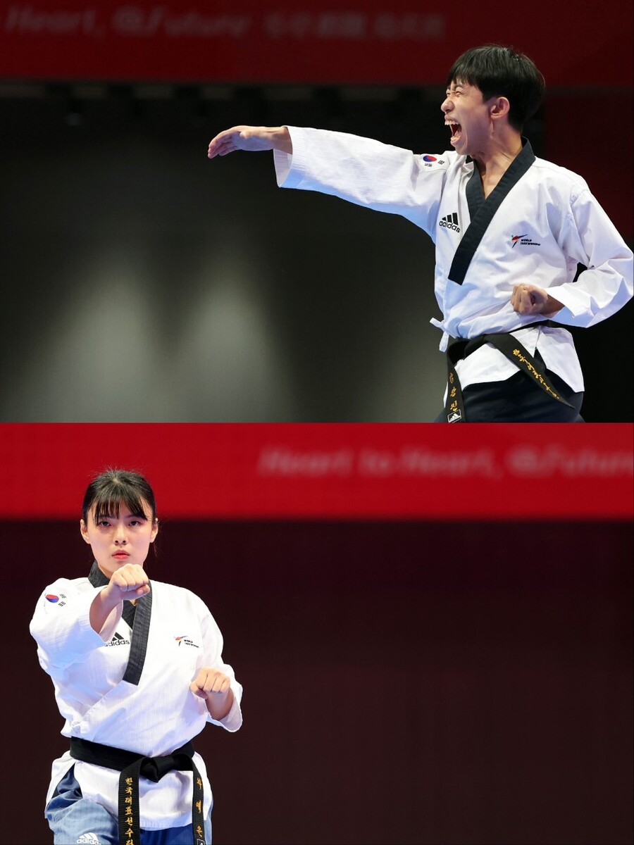 ▲ 품새는 한국의 효자 종목이 될 수 있을까. 금메달리스트 강완진(위)와 차예은. ⓒ연합뉴스