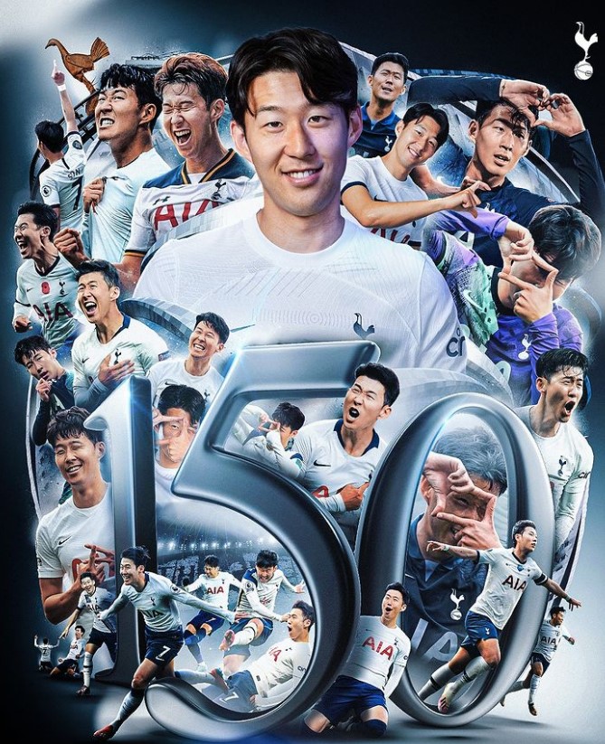 ▲ 손흥민의 토트넘 150호 골을 축하하는 토트넘  ⓒ토트넘