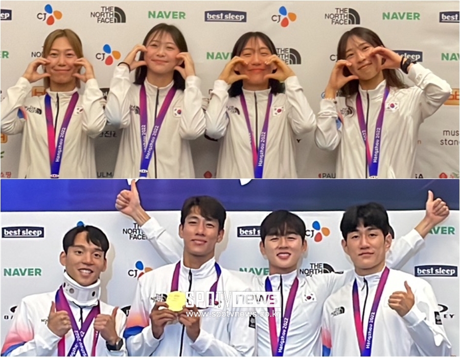 [항저우NOW] 내 메달이 네 메달…근대5종 전원 메달 걸고 찰칵, '원 팀' 으로 화려한 귀국