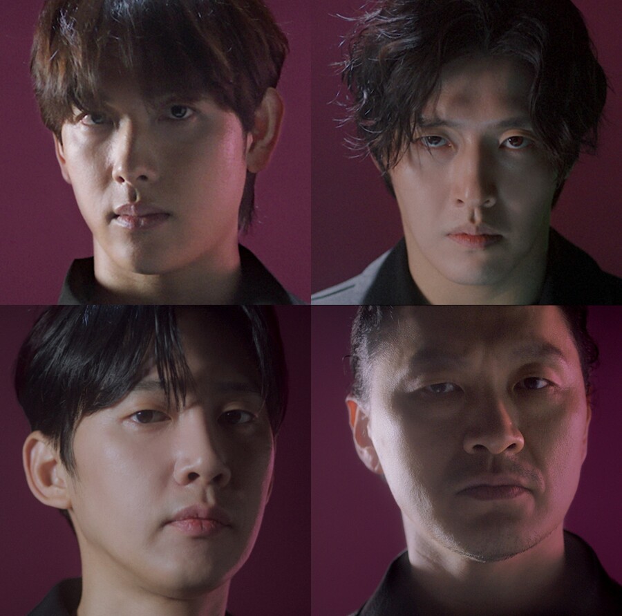 ▲왼쪽 위부터 시계뱡향으로 '오징어 게임' 시즌2에 합류한 임시완, 강하늘, 양동근, 박성훈. 제공|넷플릭스