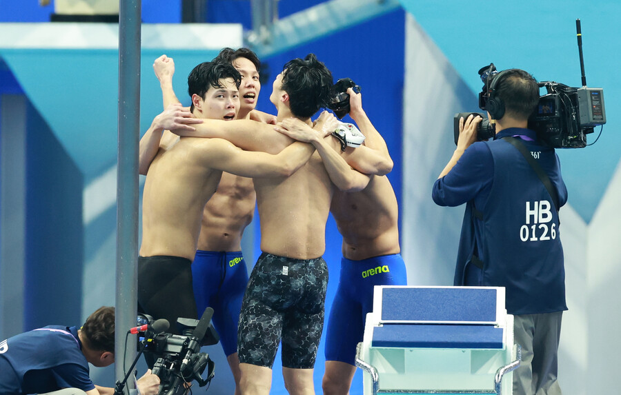 ▲ 남자 계영 800m 대표팀. ⓒ연합뉴스