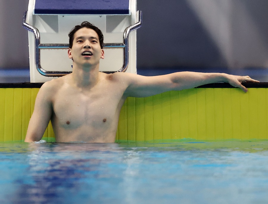 ▲ 이주호가 항저우 아시안게임 수영 남자 배영 200m에서 은메달을 획득했다  ⓒ연합뉴스