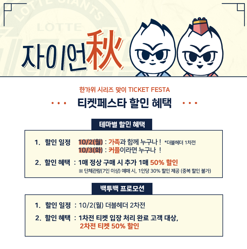 ▲ 할인 혜택 안내 ⓒ롯데 자이언츠