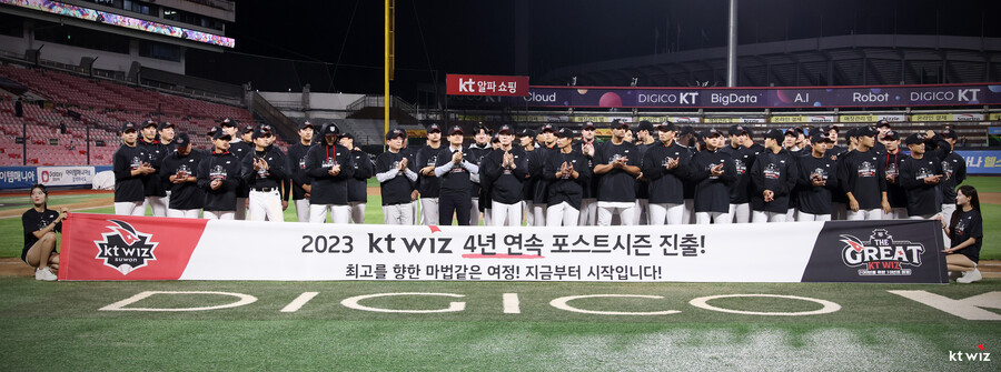 ▲ 마법같은 한 시즌을 보낸 2023년의 kt. 그리고 그 중심에는 이강철 감독이 있었다. ⓒkt 위즈
