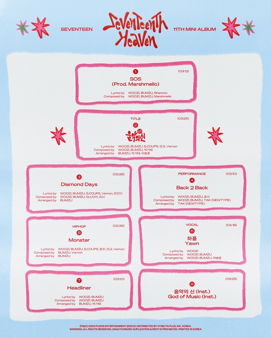 ▲ 세븐틴 트랙리스트. 제공| 플레디스엔터테인먼트