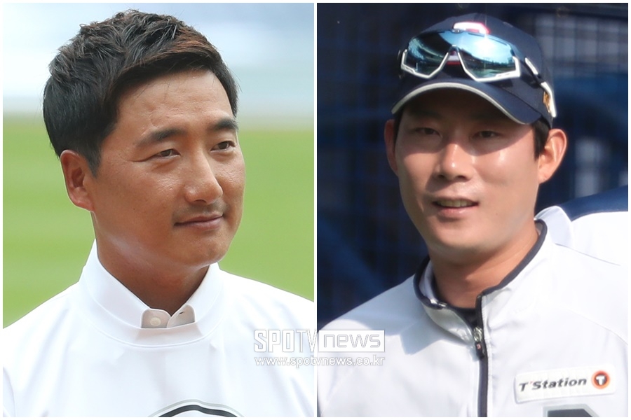 ▲ 정재훈 코치(왼쪽)와 고영민 코치 ⓒ 곽혜미 기자