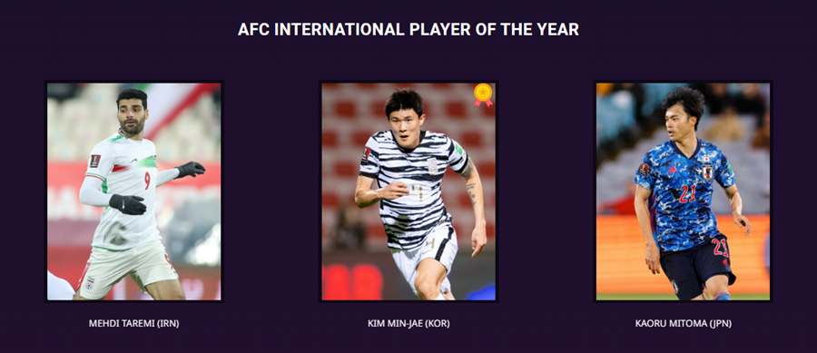 ▲ 2022 AFC 올해의 해외파 선수 후보 ⓒAFC 홈페이지
