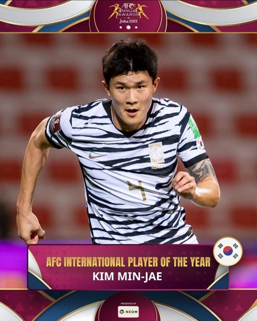 ▲ 김민재가 AFC 국제선수상을 수상했다 ⓒ AFC