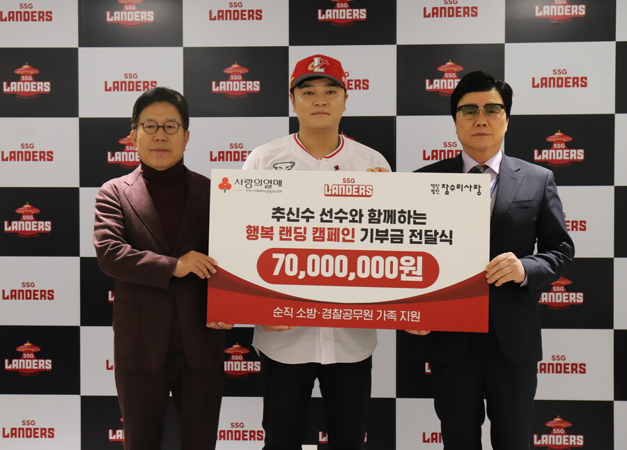 ▲ 기부금 전달식에 참석한 추신수 ⓒ SSG 랜더스