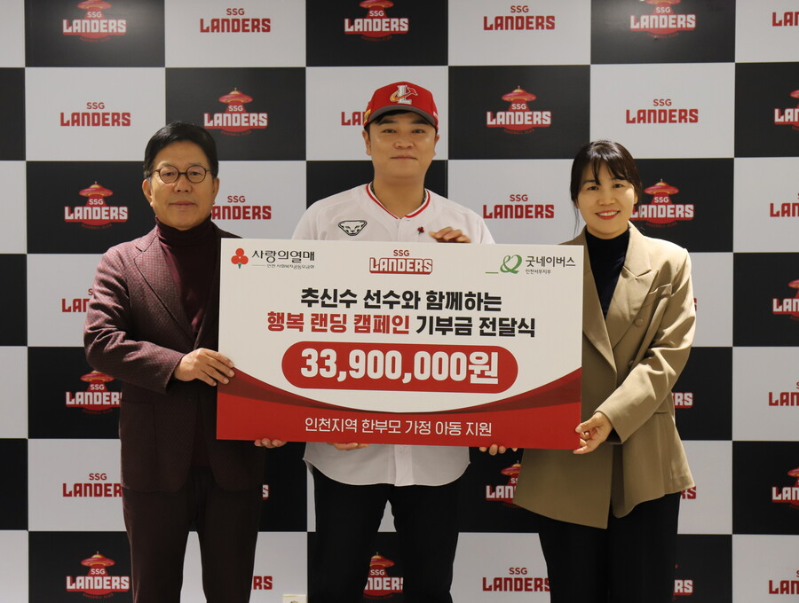 ▲ 기부금 전달식에 참석한 추신수 ⓒ SSG 랜더스