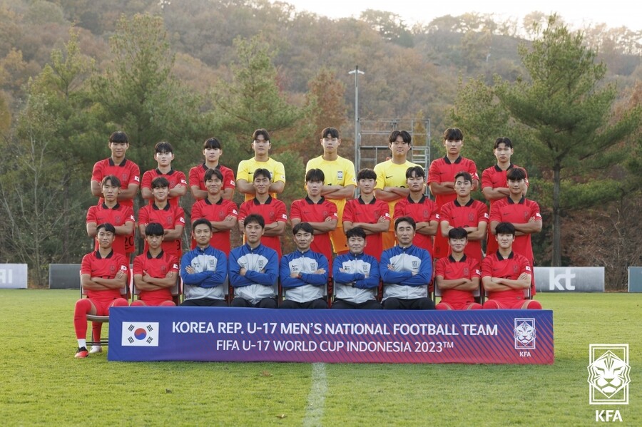 ▲ 2023 U-17 월드컵에 참가하는 17세 이하 한국 대표팀  ⓒ대한축구협회