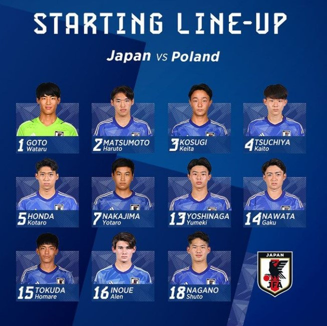 ▲ U-17 일본 대표팀 선발 라인 업  ⓒ일본 축구대표팀 SNS
