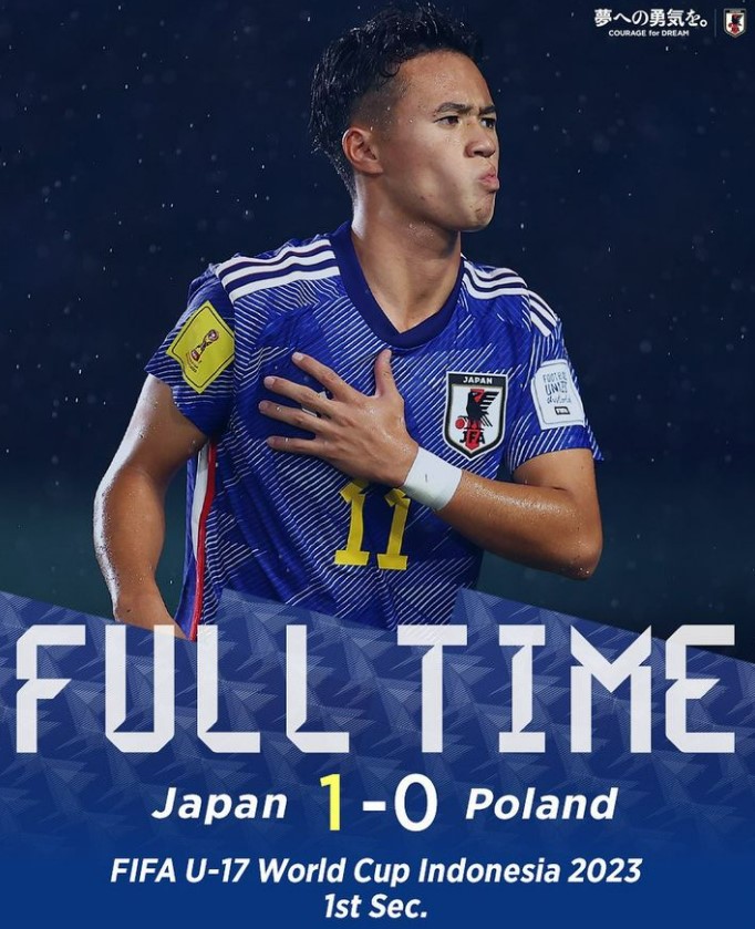 [U-17 월드컵] 일본 U-17 대표팀, 상대 골키퍼 '선방 쇼' 겨우 뚫었다! 폴란드에 1-0 승리...대회 첫 승