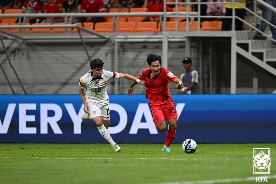 ▲ 12일 인도네시아 자카르타에 열린 U-17 월드컵 1차전에서 한국이 미국에 1-3으로 패했다 ⓒ 대한축구협회