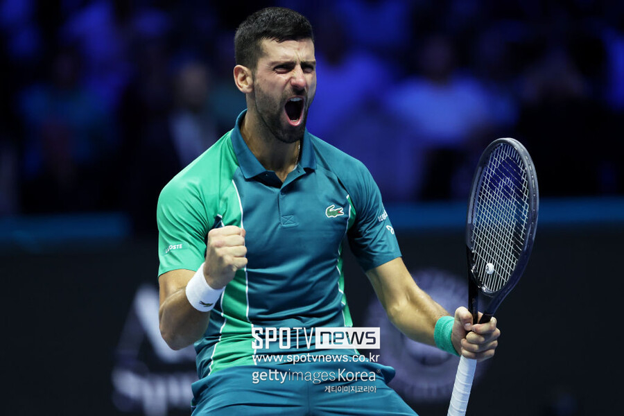 ▲ 2023 ATP 투어 파이널스 단식 결승전에서 우승을 확정한 뒤 포효하는 노바크 조코비치