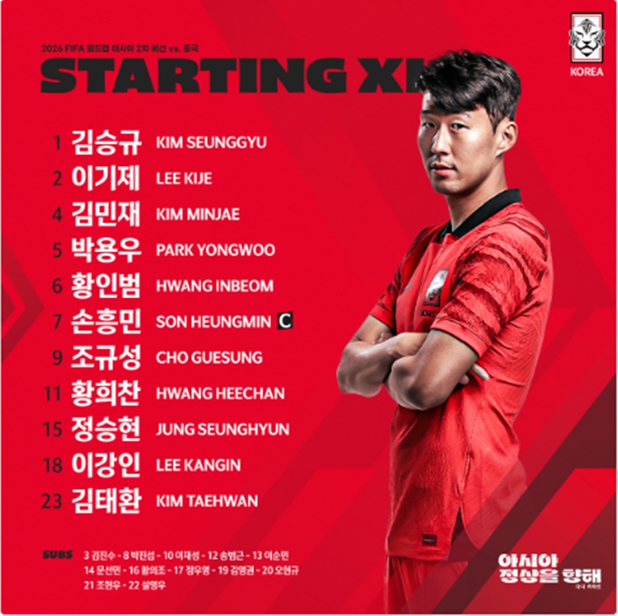 ▲ 21일 중국 선전 유니버시아드 스포츠센터에서 열린 2026 북중미 월드컵 아시아 2차 예선 한국과 중국의 경기 ⓒ 대한축구협회