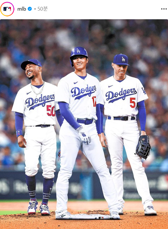 ▲ MLB 인스타그램 계정에 올라온 합성 사진. 다저스의 MVP 삼총사.