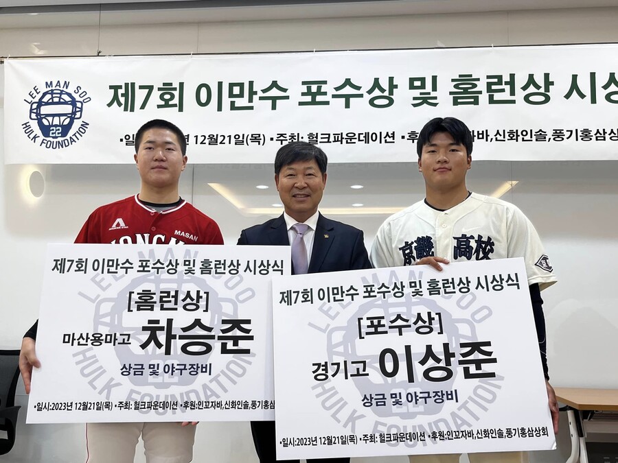 "공격력은 동시대 포수 최고" KIA 예비 신인 이상준, '헐크' 극찬 받았다…제7회 이만수 포수상