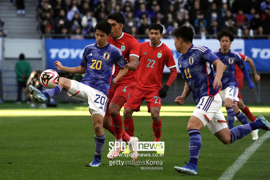 ▲ 일본 축구대표팀은 1일 도쿄 국립경기장에서 열린 태국과의 A매치 평가전에서 5-0으로 크게 이겼다