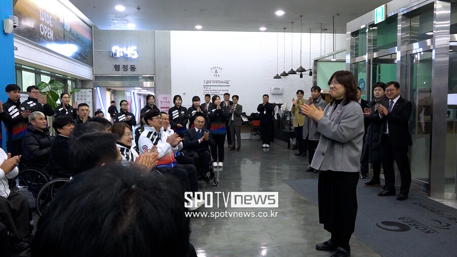 ▲ 장미란 문화체육관광부 제2차관이 새해를 맞아 이천 장애인 국가대표 선수촌을 방문해 선수단을 격려했다. ⓒ 이천, 이충훈 기자
