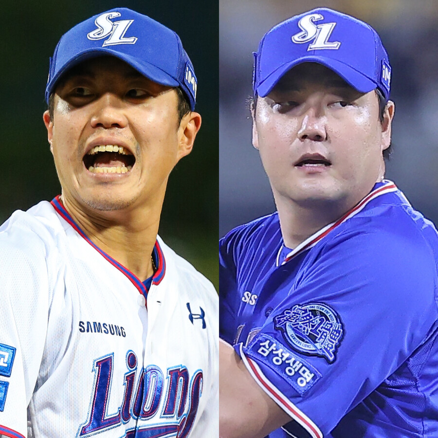 ▲류지혁(왼쪽)과 김태훈. ⓒ삼성 라이온즈