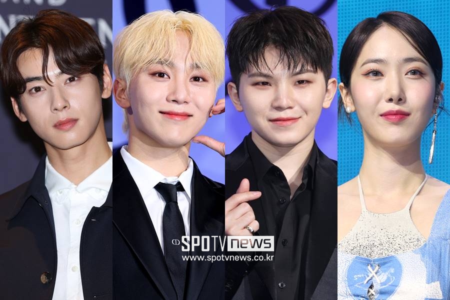 ▲ 차은우, 부승관, 우지, 신비(왼쪽부터). ⓒ곽혜미 기자