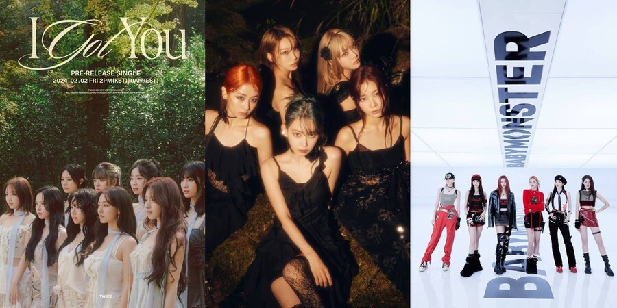 ▲ 트와이스, 르세라핌, 베이비몬스터(왼쪽부터). 제공| JYP엔터테인먼트, 쏘스뮤직, YG엔터테인먼트