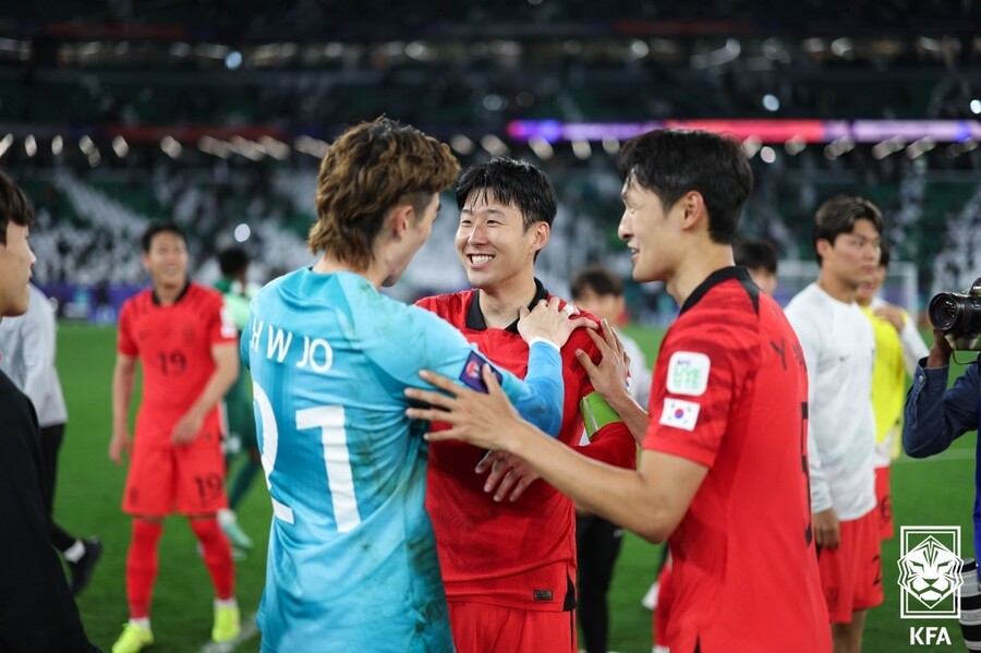 ▲ 사우디아라비아를 꺾고 2023 AFC 아시안컵 8강에 진출한 클린스만호  ⓒ대한축구협회