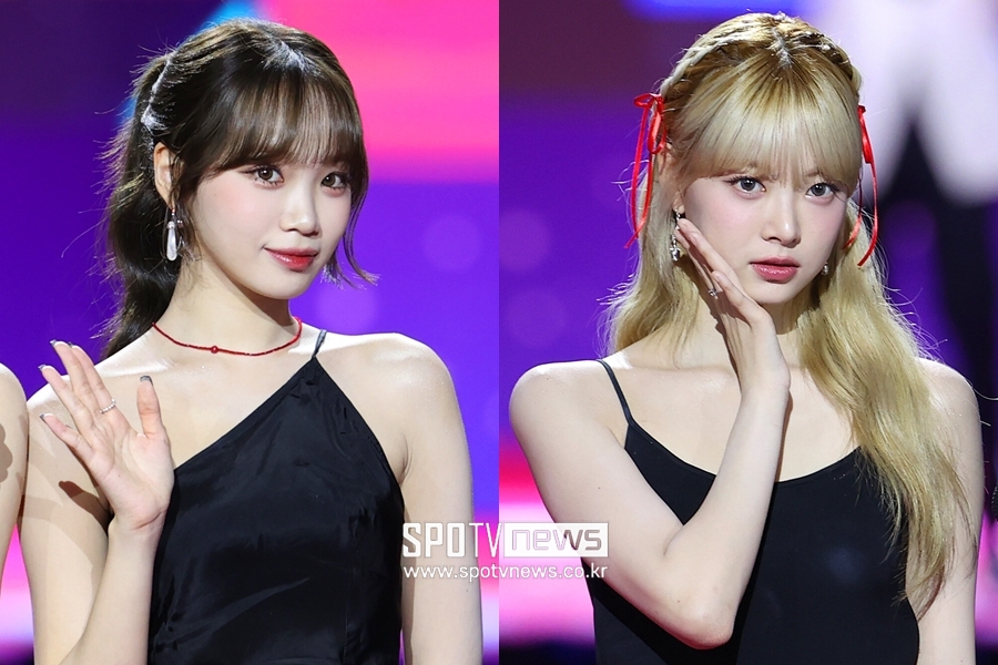 ▲ 르세라핌 김채원(왼쪽), 홍은채.  ⓒ곽혜미 기자
