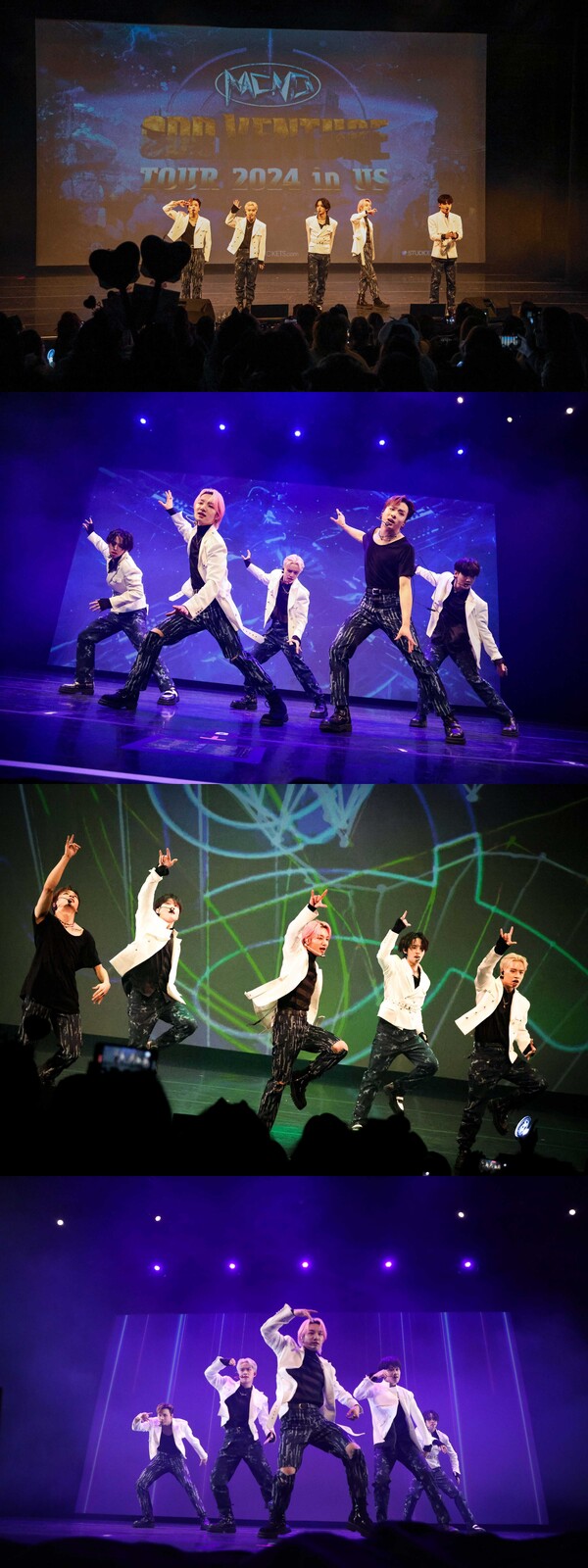 ▲ '오드벤처 투어 2024' 미주 투어에서 에너지 넘치는 무대를 선사한 MCND. 제공|티오피미디어