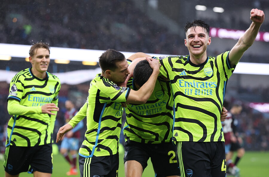 ▲ 아스널 미드필더 데클란 라이스는 지난해 여름 웨스트햄 유나이티드에서 이적해 왔다. ⓒ연합뉴스/EPA/AP/REUTERS