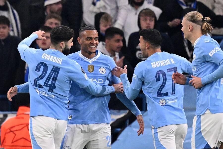 ▲ 맨체스터 시티가 FC코펜하겐을 UCL 16강 2차전에서도 3-1로 이기고 8강에 올랐다. 아칸지, 알바레즈, 홀란드가 골맛을 봤다. ⓒ연합뉴스/AFP