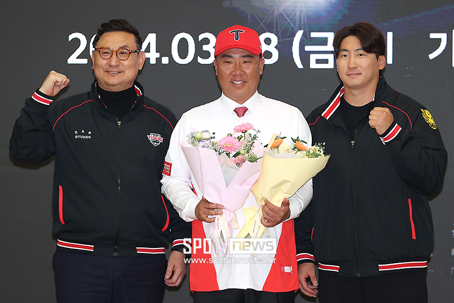 ▲ 심재학 단장 이범호 감독 나성범 ⓒ곽혜미 기자