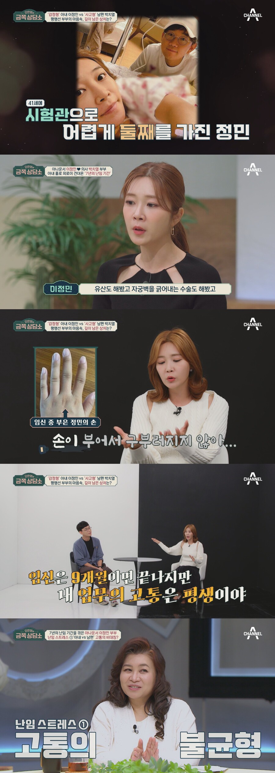 이정민 "♥의사 남편, 임신 9개월이면 끝난다고…자궁벽 긁는 수술도 혼자 버텨"('금쪽')