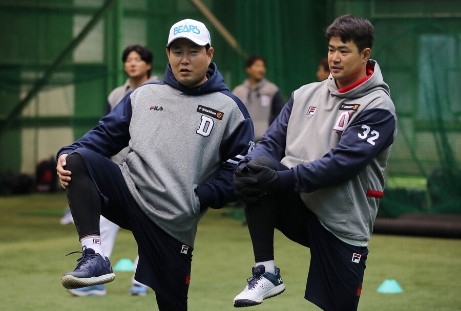 ▲ 두산 베어스 선수단의 정신적 지주인 양의지(왼쪽)와 김재환 ⓒ 두산 베어스