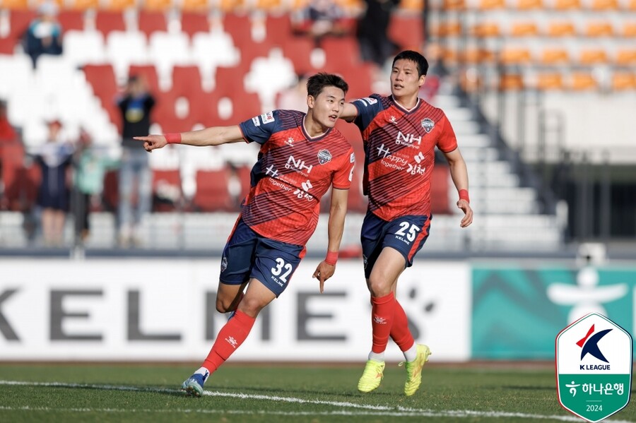 ▲ 김천 상무가 정치인의 두 골을 앞세워 광주FC에 2-1 역전승을 거뒀다. ⓒ한국프로축구연맹