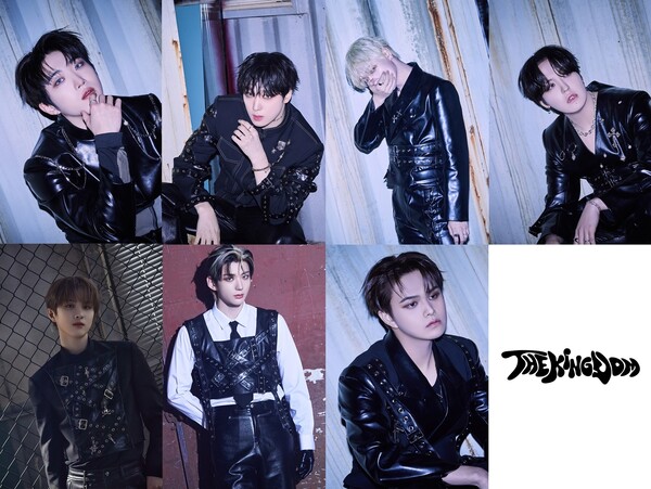 ▲ 더킹덤이 새 앨범 '리얼라이즈' 리벨리온 버전 콘셉트 사진을 공개했다. 블랙 수트를 입은 멤버들의 얼굴에서 반항미가 느껴진다. 제공|GF엔터테인먼트