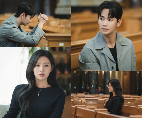 ▲ 21일 방송된느 '눈물의 여왕'에서 김수현은 김지원을 위해 간절히 기도한다. 제공|tvN