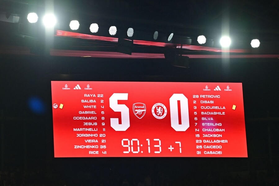 ▲ 첼시를 5-0으로 완파한 아스널. ⓒ연합뉴스/AFP