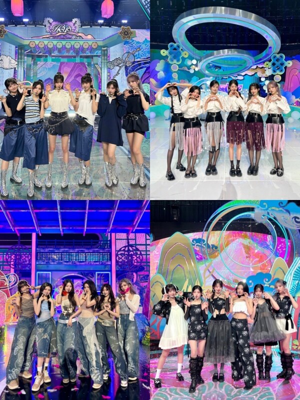▲ '해야'로 활동에 나선 아이브가 고전미가 돋보이는 무대 앞에서 포즈를 취했다. 제공|스타쉽엔터테인먼트