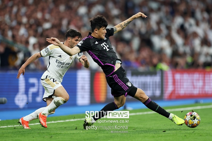 ▲ 바이에른 뮌헨의 김민재. 레알 마드리드와 1차전에 범했던 실수로 각인된 이미지는 강했다. 2차전 준수한 경기력에도 비판을 받았다.