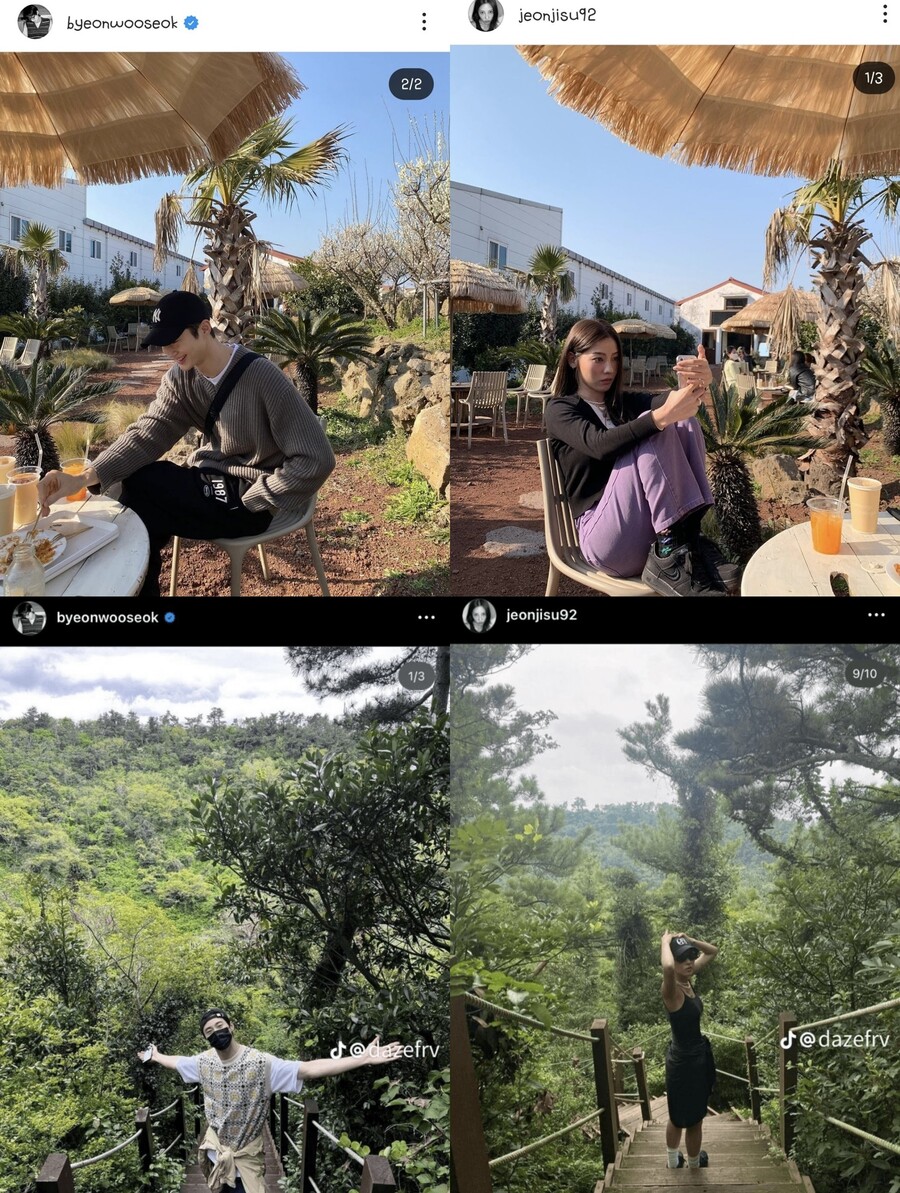 ▲ 변우석 전지수 럽스타그램으로 오해를 받은 사진. 출처ㅣ변우석, 전지수 인스타그램